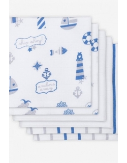 Муслиновые пеленки для новорожденных Jollein средние, Boys at sea (Мальчики на море)