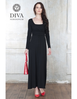 Платье для кормящих и беременных Diva Nursingwear Alba Maxi дл.рукав, цвет Nero
