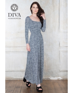 Платье для кормящих и беременных Diva Nursingwear Stella Maxi дл.рукав, принт Domino