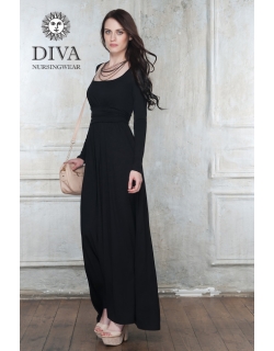 Платье для кормящих и беременных Diva Nursingwear Stella Maxi дл.рукав, цвет Nero