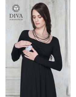 Платье для кормящих и беременных Diva Nursingwear Stella Maxi дл.рукав, цвет Nero