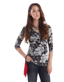 Топ для кормления Mothers en Vogue Wrap Top, рукав 3/4, принт Flora
