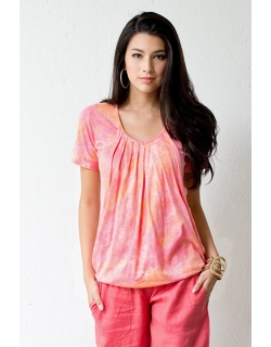 Топ для кормления Slouchy Pleated короткий рукав, Peach Melba