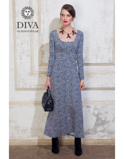 Платье для кормящих и беременных Diva Nursingwear Alba Maxi дл.рукав, принт Domino