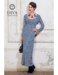 Платье для кормящих и беременных Diva Nursingwear Alba Maxi дл.рукав, принт Domino