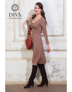 Платье для кормящих и беременных Diva Nursingwear Alba дл.рукав, принт Sole