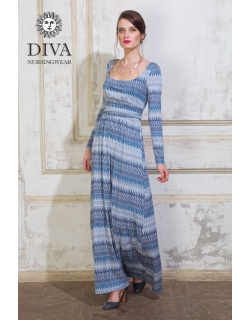 Платье для кормящих и беременных Diva Nursingwear Stella Maxi дл.рукав, принт Iceberg
