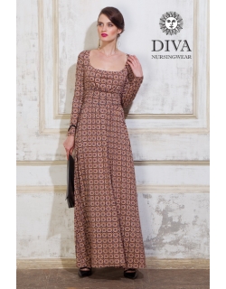Платье для кормящих и беременных Diva Nursingwear Stella Maxi дл.рукав, принт Sole