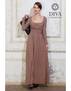 Платье для кормящих и беременных Diva Nursingwear Stella Maxi дл.рукав, принт Sole