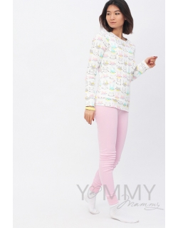 Комплект для дома розовый с принтом "зайчики/котики"