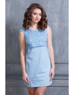 Ночная рубашка для беременных и кормящих Баюшка, голубая