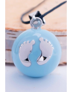 Кулон для беременных колокольчик бола, голубой с серебрянными ножками