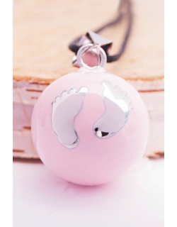 Кулон для беременных колокольчик бола, розовый с серебрянными ножками