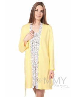 Комплект халат с сорочкой желтый с цветочками