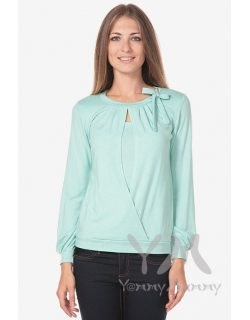 Блуза для беременных и кормящих с бантом, цвет ментол