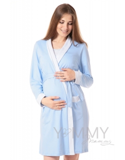 Комплект халат с сорочкой голубой/белая полоска