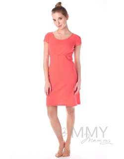 Платье для дома и сна ажурное коралл