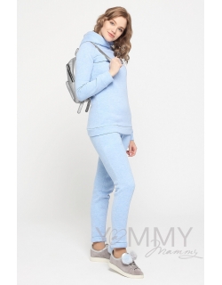 Костюм из худи и брюк, цвет голубой меланж