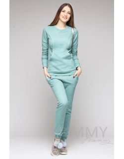 Костюм из капитония для кормящих и беременных, зеленый меланж
