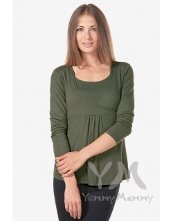 Туника трапеция для кормящих и беременных, цвет хаки