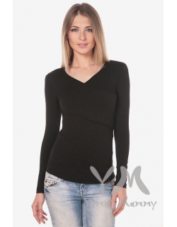 Лонгслив кимоно для кормящих и беременных, цвет черный