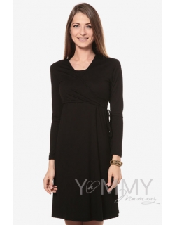 Платье на запах для беременных и кормящих, черное