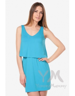 Платье двухъярусное бирюзовое для беременных