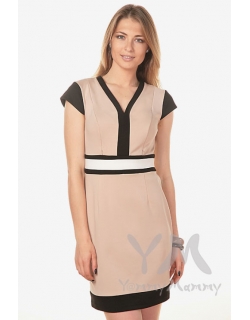 Платье с секретом на молнии для беременных и кормящих, бежевое