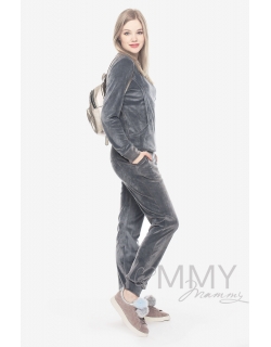 Костюм велюровый для кормящих и беременных хамелеон, серый