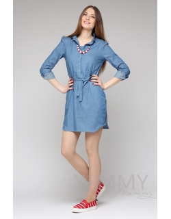 Платье-рубашка для беременных и кормящих, джинсовое