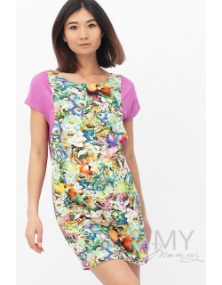 Платье-туника орхидея с цветочным принтом для кормящих