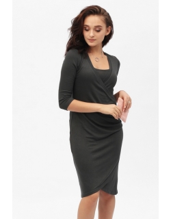 Платье для кормящих и беременных со складками, графит
