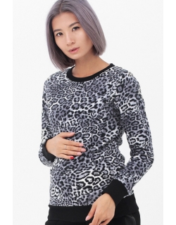 Джемпер для кормящих и беременных флисовый, цвет серый "леопард"