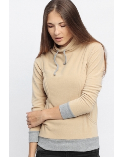 Толстовка для кормящих и беременных флисовая с завязками, цвет песочная