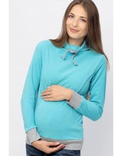 Толстовка для кормящих и беременных флисовая с завязками, цвет бирюзовая