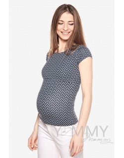 Футболка в цветочек для беременных и кормящих, синяя
