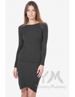 Юбка для беременных и родивших универсальная, темно-серый меланж