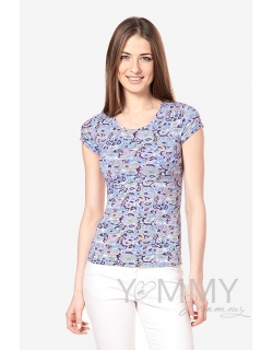 Футболка с узором для беременных и кормящих, голубая
