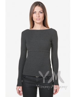 Лонгслив для беременных и кормящих, темно-серый меланж