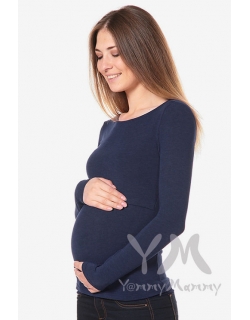 Лонгслив для беременных и кормящих, темно-синий меланж