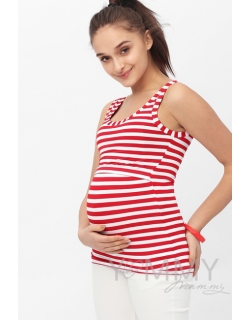 Майка для кормящих и беременных, в красную полоску