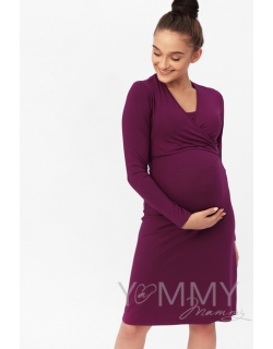 Платье на запах для кормящих и беременных, темная орхидея