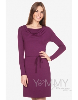 Платье для кормящих и беременных с горловиной "качелька" из модала, орхидея