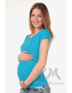 Футболка для кормящих и беременных, цвет голубой
