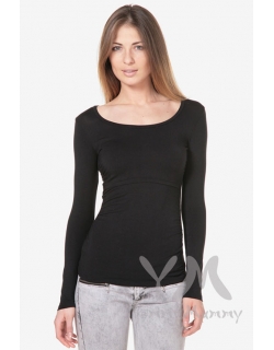 Лонгслив из модала для беременных и кормящих, черный