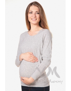 Блуза летучая мышь для кормящих и беременных, светло-серый меланж