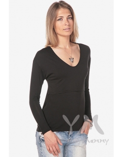 Туника с драпировкой на спине для беременных и кормящих, черная