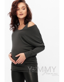 Блуза летучая мышь для кормящих и беременных, графит