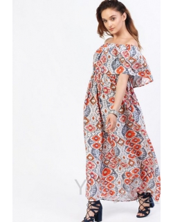 Платье-сарафан для беременных и кормящих, с оборкой по плечам оранжевое