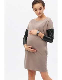 Платье-туника для беременных и кормящих, капучино